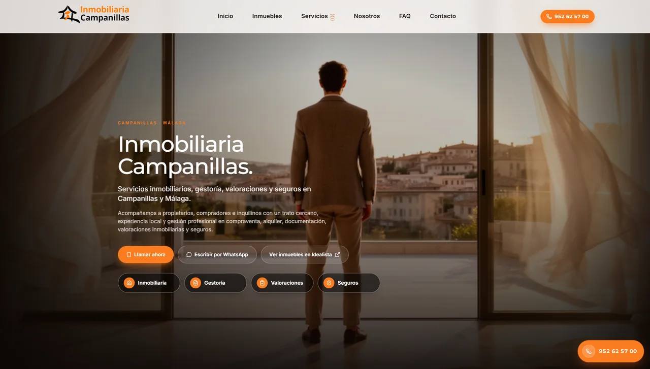 Web de Inmobiliaria Campanillas diseñada por Pintaweb, vista de escritorio
