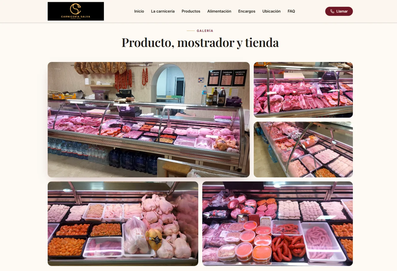Web de Carnicería Salva diseñada por Pintaweb, galería de producto